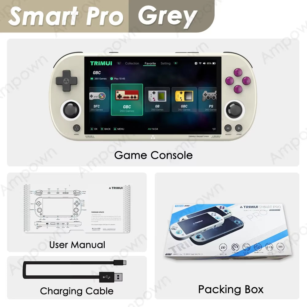 Smart Pro Handheld Game Console 4.96'' IPS Screen Linux System Joystick RGB Lighting  Retro Video Game Console Gift