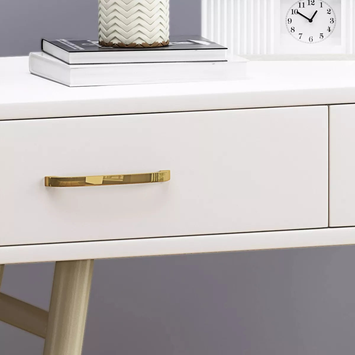 Dehaviland Modern Wood Vanity Table White/Champagne Gold 