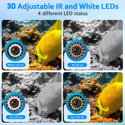 Fish Finder Underwater Fishing Camera Double Lamp 30Leds 7Inch 15M  IP68 Waterproof for Ice/Sea/River Fishing Fishfinder