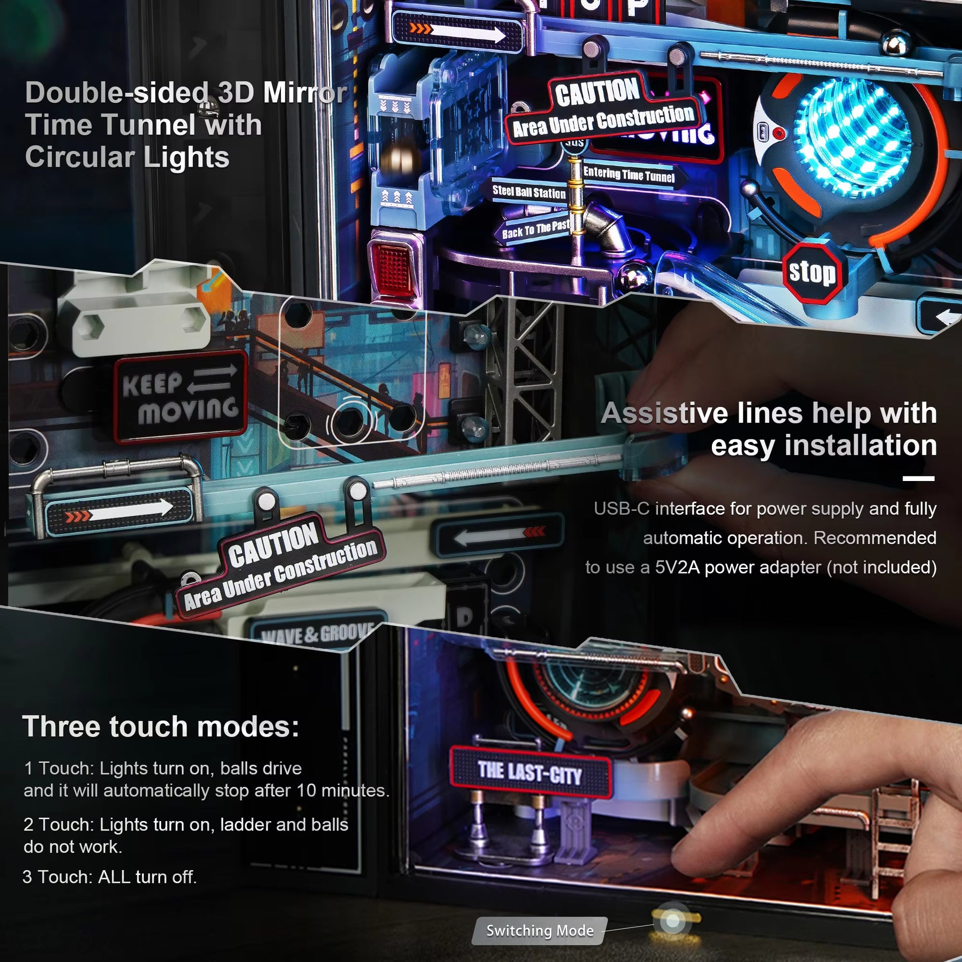 Robotime Rokr the Last City -Futuristic Marble Run Cyberpunk Gift for Men 3D Puzzle Model Gaming Decoration Automatic