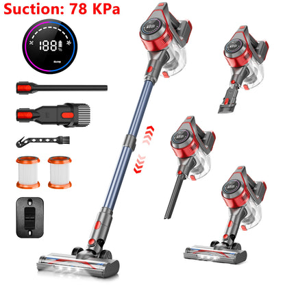 Honki 78KPA Cordless Vacuum Cleaner - High-Power Handheld Device with LED, Strong Suction for Wet and Dry Cleaning, Ideal for Pet Hair and Carpets