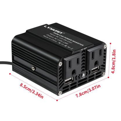 500W/300W Mini Portable Car Inverter DC12V to AC110V with USB 5V 3.1A Output and US Socket