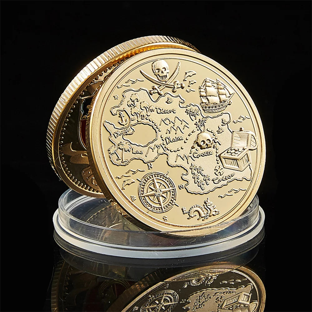 Skull Pirate Ship Gold Treasure Coin Lion of the Sea Running Wild Collectible Vaule Coin Collectible