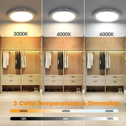 Rechargeable Wireless Motion Sensor Ceiling Light with Remote Control - Battery-Powered Magnetic Fixture for Closets, Showers, and Stairs