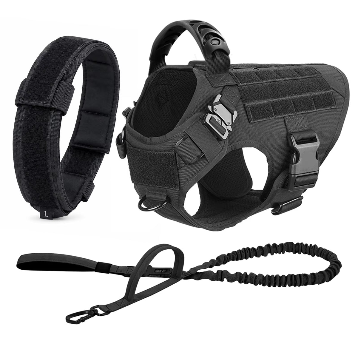 Large Dog Harness and Leash Set for German Shepherds and Malinois - Training and Walking Vest with Collar for Medium to Large Dogs
