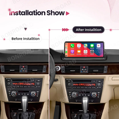 BONROAD Wireless CarPlay and Android Auto Multimedia Player for BMW 3 Series E90 E91 E92 E93 with Touch Screen and Bluetooth Connectivity