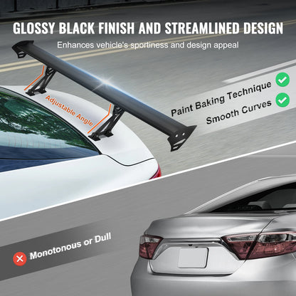 Succebuy 43.3-Inch Universal GT Wing Car Spoiler - Adjustable Lightweight Aluminum Rear Spoiler Wing