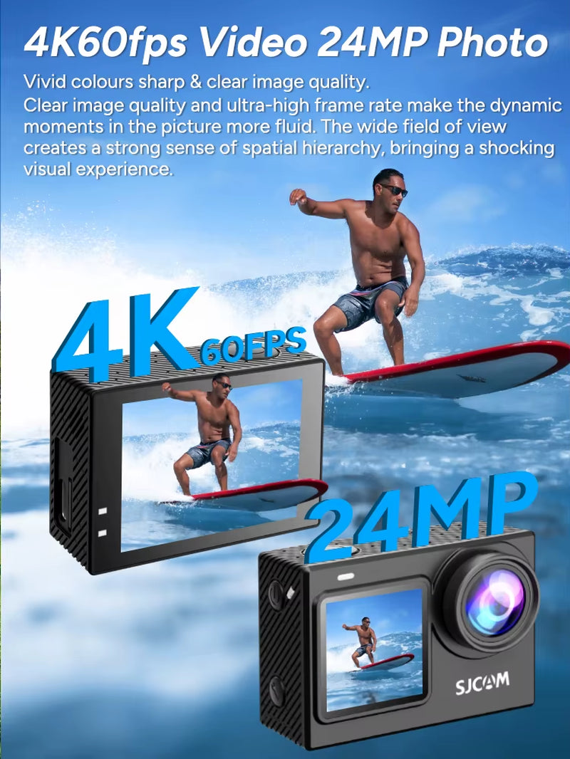 SJ6 Pro 4K Dual Screen Action Camera Waterproof Touch Screen Sport Cam Wifi Night Vision 6-Axis Gyro Stabilization