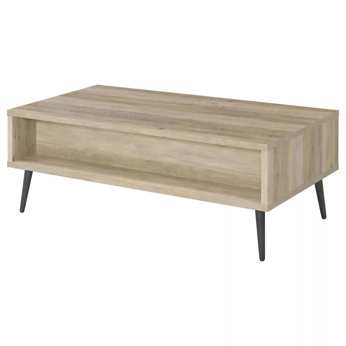 Mid Century Modern Wood Coffee Table with Drawer and Shelf Antique Pine/Gray