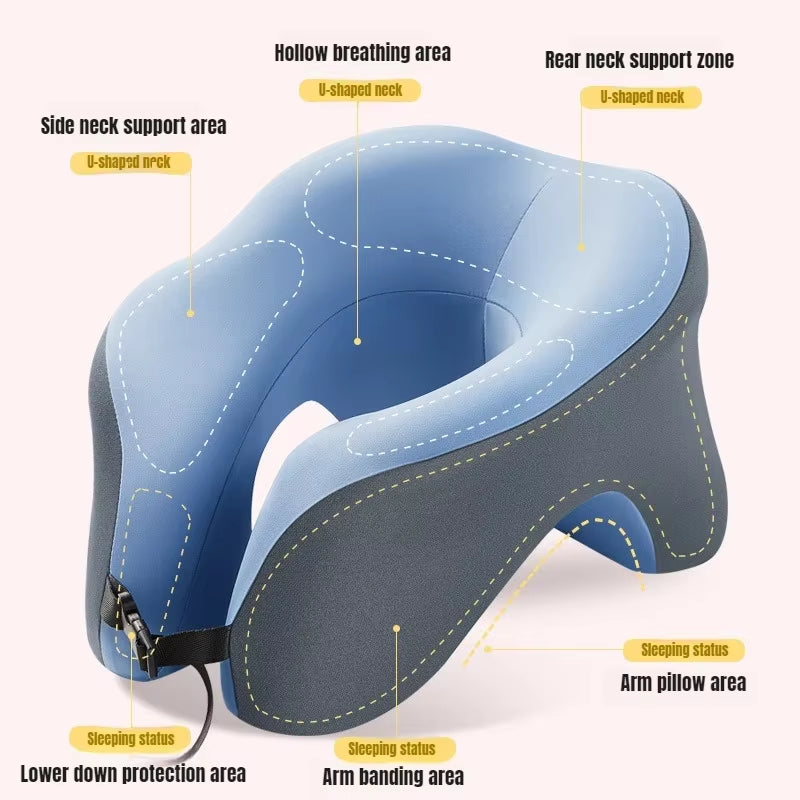 Portable U-Shaped Travel Pillow Memory Foam Sleeping Pillows Office Nap Pillow Car Airplane Neck Cushion Ergonomic Head Support