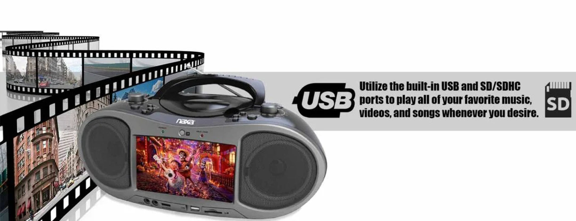 Naxa 7" Bluetooth® DVD Boombox (NDL-256)