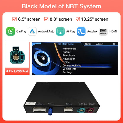 Wireless CarPlay and Android Auto Integration for BMW i3 I01 NBT EVO System (2013-2020) with AirPlay, Rear Camera, and Bluetooth GPS Support
