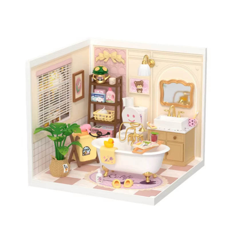 Robotime DIY Miniature Dollhouse Kit with Accessories - Model Supply Store with LED Lighting, Perfect for Birthdays