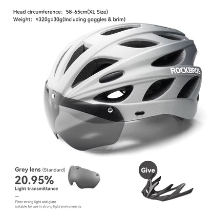 ROCKBROS Lightweight Integrated Cycling Helmet with Goggles for Men and Women - Safety Head Protection for MTB and Road Biking