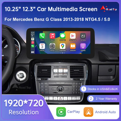 Linux Touchscreen GPS System for Mercedes Benz G-Class W463 (2013-2018) with Wireless CarPlay, Android Auto, and AirPlay Mirroring