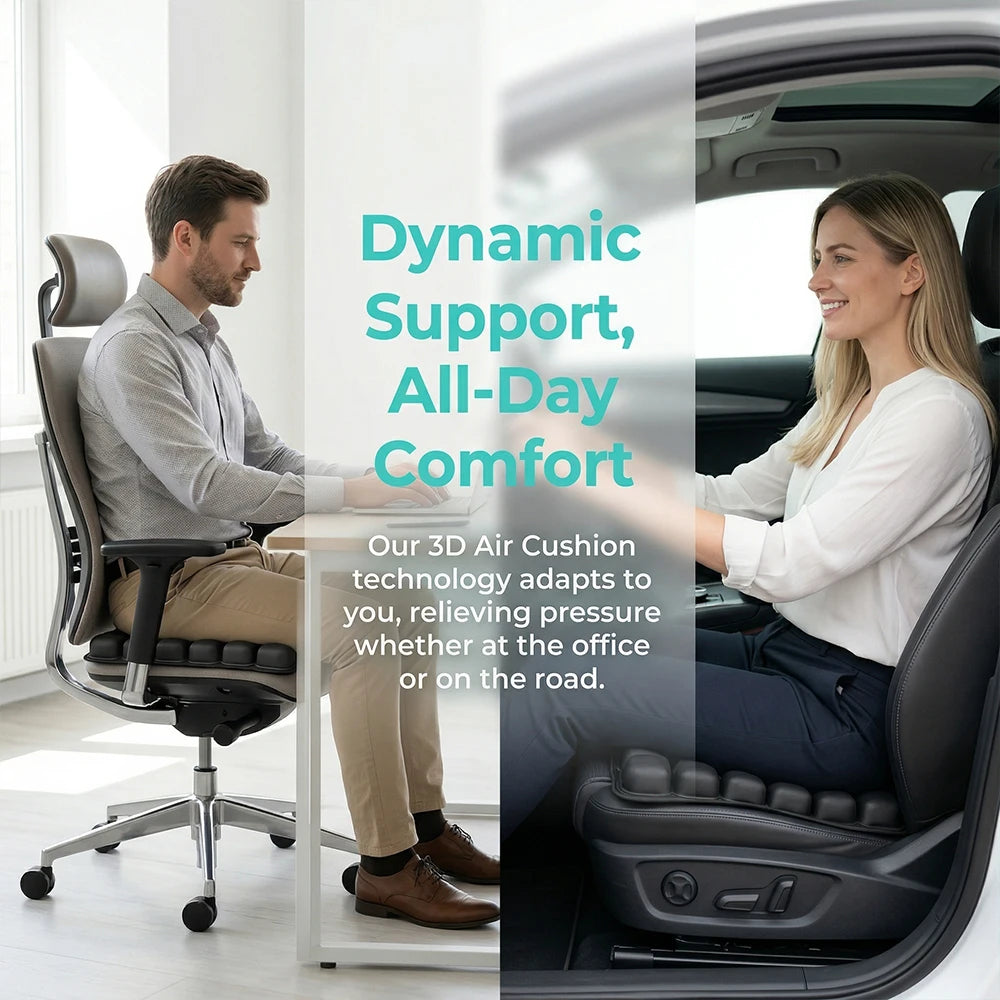 49-Cell Air Seat Cushion for Office, Home, and Outdoor Use with Transparent Matte-Finish Carry Bag
