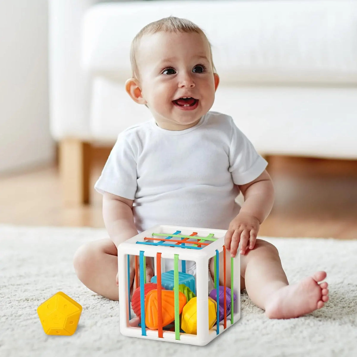 Sensory Shape Sorting Cube for Toddlers Aged 1-3 Years, Developmental Learning Toy with Textured Blocks