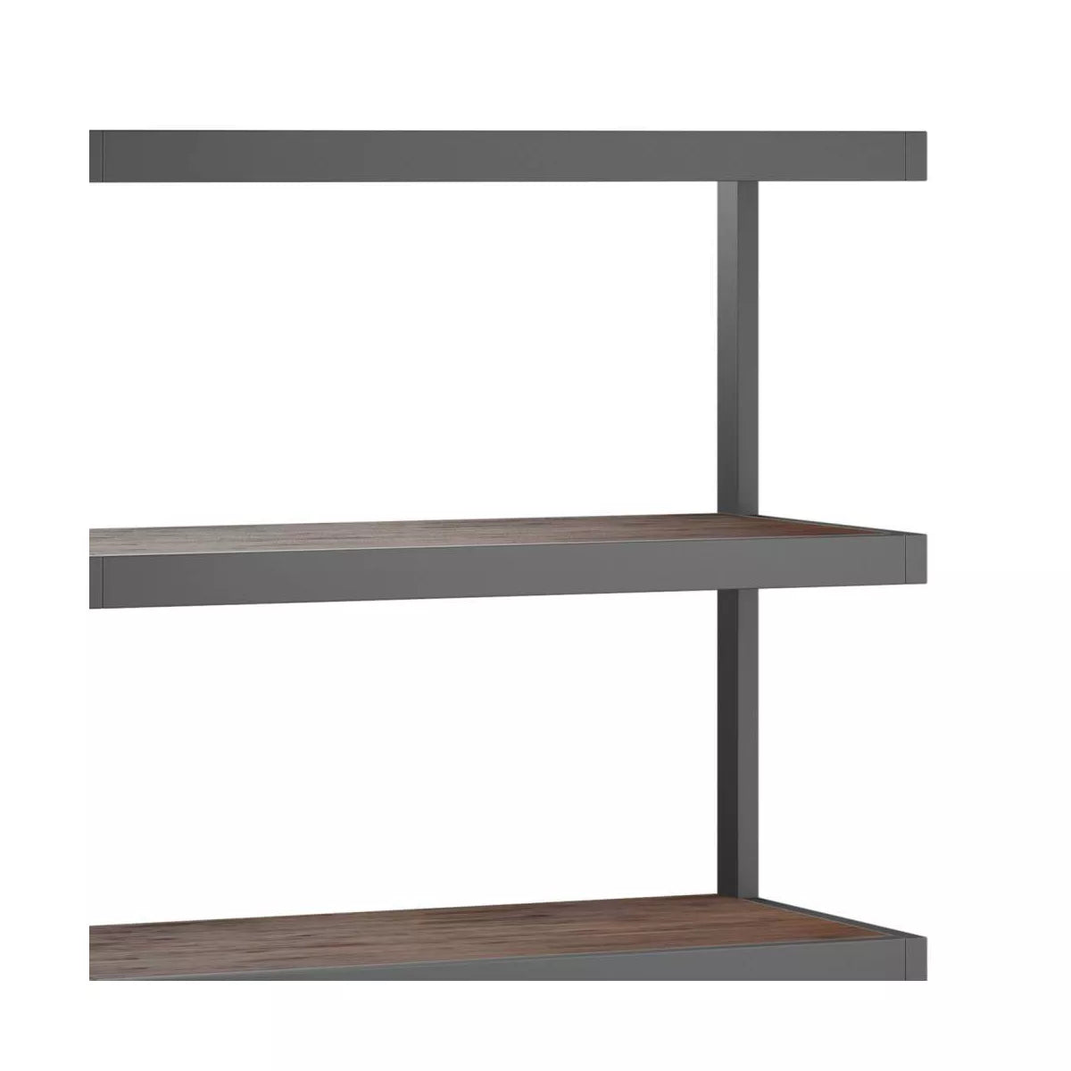 Cecilia 66" Bookcase in Distressed Charcoal Brown - Modern Industrial Design with 4 Fixed Shelves