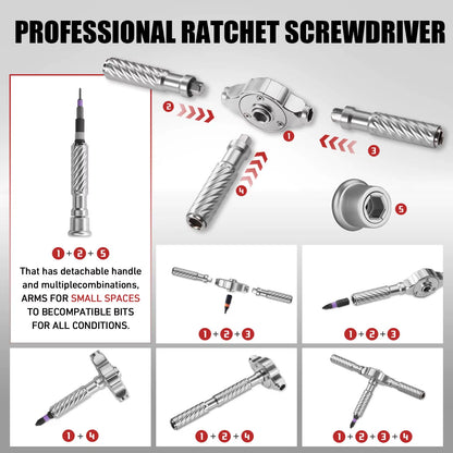 66In1 Multifunction Ratchet Screwdriver Set Multi Magnetic Bits Mini Repair Tool Kit Household Tool for PC & Desk Etc.