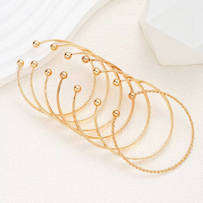 7 Pcs/Set Punk Gold Color Bracelets for Women Streetwear Goth Heart Prints Metal Design Open Bangle Fashion Jewelry Gifts