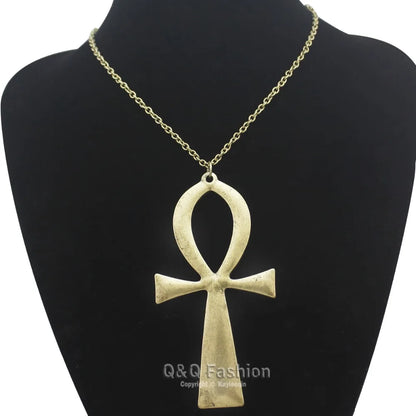 Vintage Egyptian Life Big Ankh Cross Pendant Long Chain Choker Necklace Jewelry Fashion Unisex Accessories Dropshipping