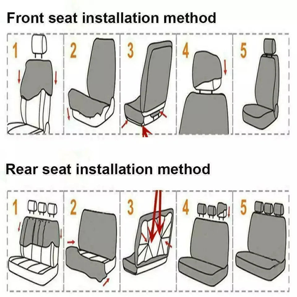 9-Piece Universal Leather Car Seat Cover Set - All-Season Interior Protection in Black