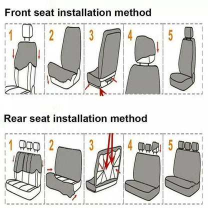 9-Piece Universal Leather Car Seat Cover Set - All-Season Interior Protection in Black