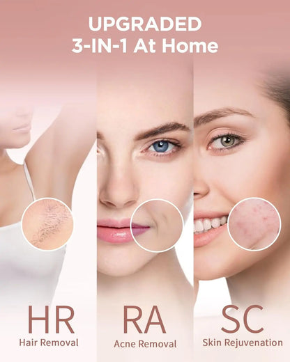 999900 Flashes IPL Hair Removal Device for Safe, Permanent, and Painless Treatment on Face and Body for Home Use by Men and Women