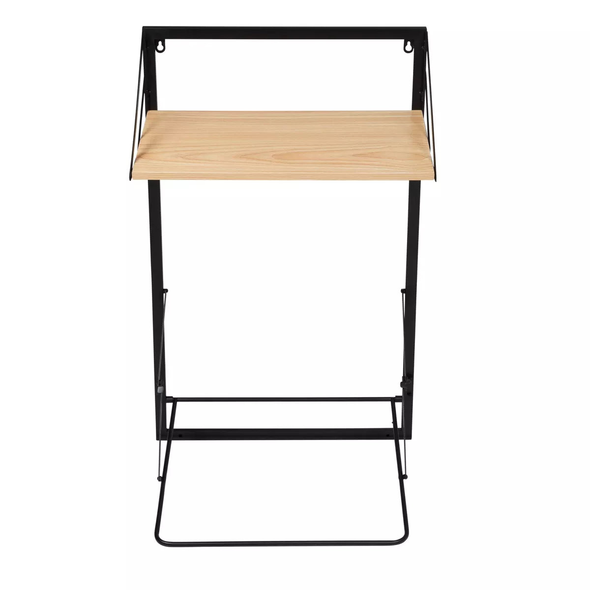 Laundry Shelf + Hamper Combo with Wood Light Oak: Wall Mounted Hanging Clothes Hamper, Collapsible Sorter