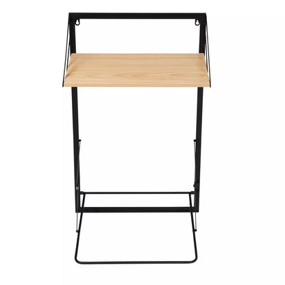 Laundry Shelf + Hamper Combo with Wood Light Oak: Wall Mounted Hanging Clothes Hamper, Collapsible Sorter