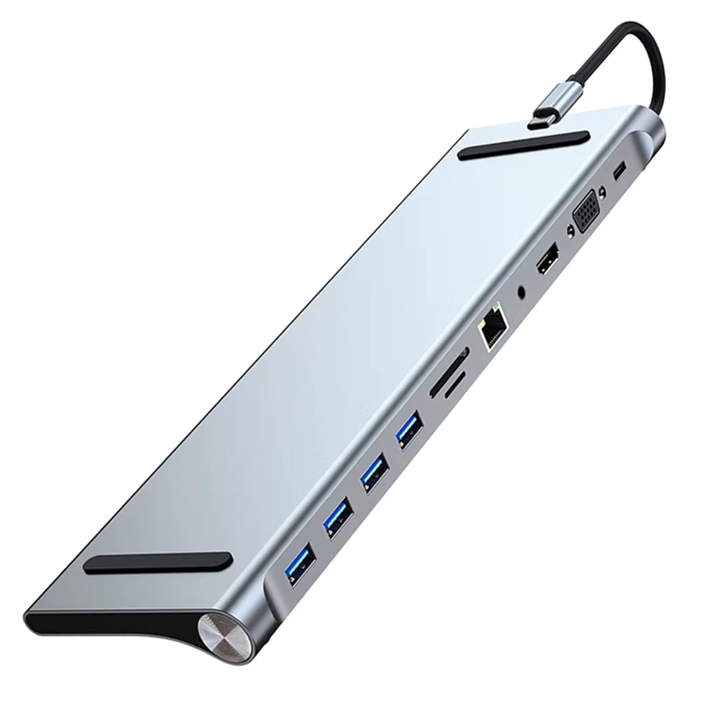 11 in 1 USB C Docking Station with 4K Hdmi-Compatible VGA Ethernet USB C Dock 100W PD SD/TF Audio Type C Hub 1* USB 3.0 3*USB2.0
