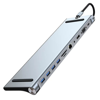 11 in 1 USB C Docking Station with 4K Hdmi-Compatible VGA Ethernet USB C Dock 100W PD SD/TF Audio Type C Hub 1* USB 3.0 3*USB2.0