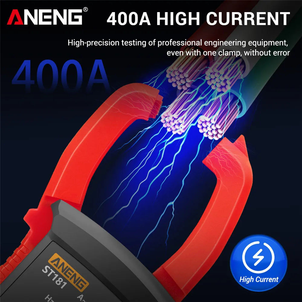 ST181 Digital Clamp Meter DC/AC Current 4000 Counts Multimeter Ammeter Voltage Tester Car Amp Hz Capacitance NCV Ohm Test
