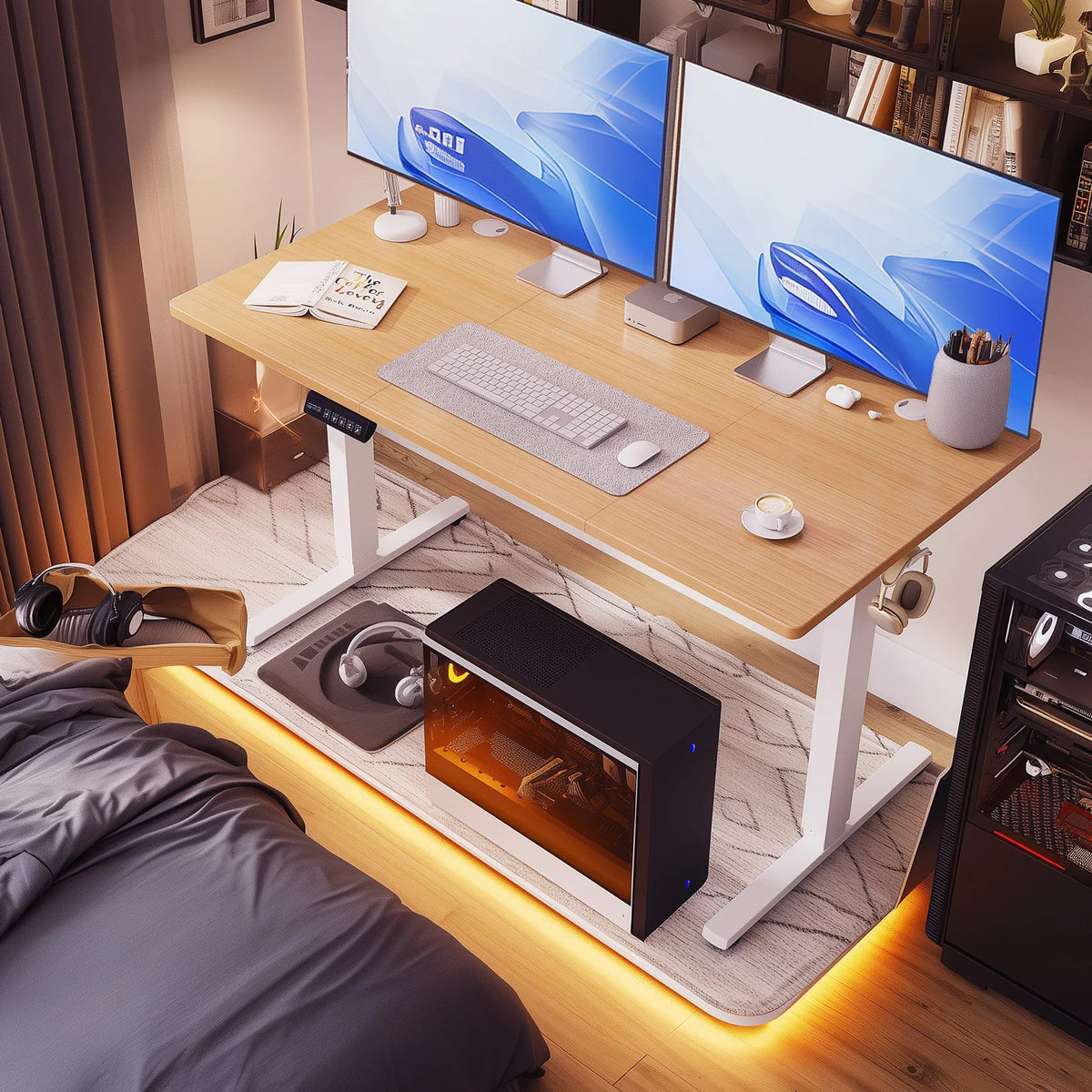 JHK 63x24 Inch Ergonomic Electric Height Adjustable Standing Desk for Office Workstation