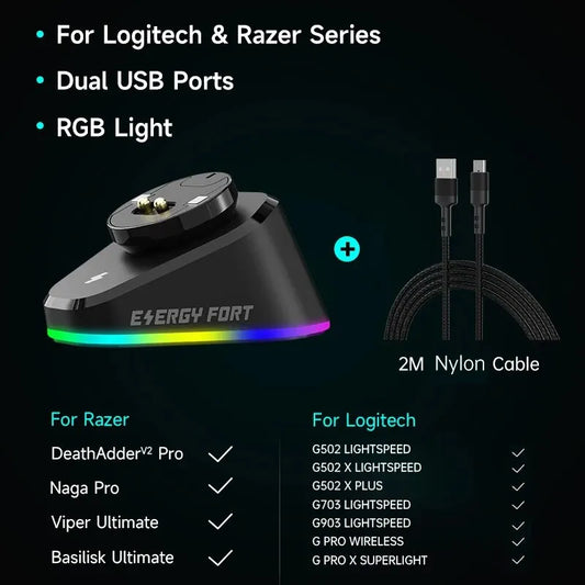 Gaming Mouse Wireless Charger for Logitech G403 G502 X plus G703 G903 HERO Lightspeed Dock Station G PRO X Superlight Hero GPW2