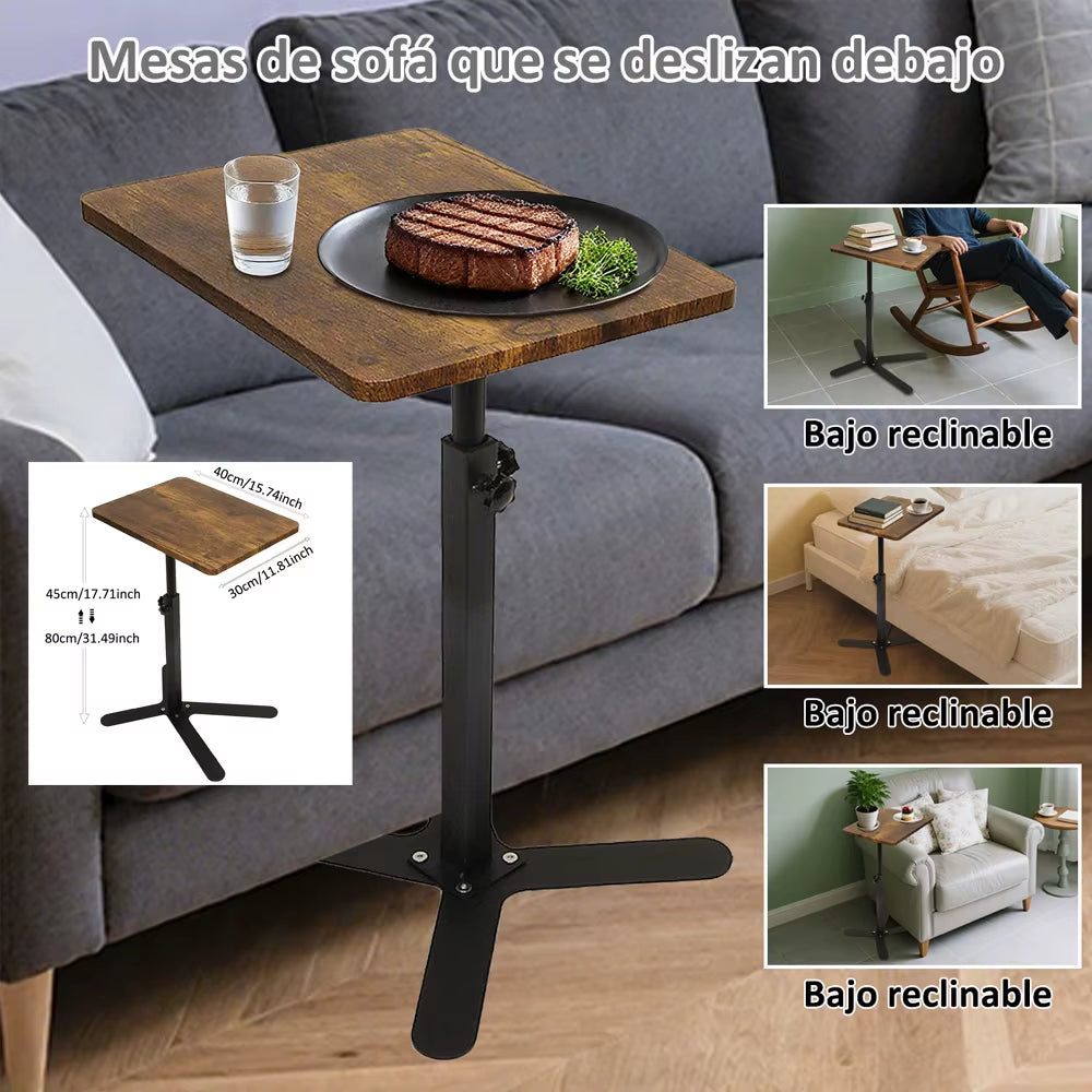 C Shaped Living Room Side Table Sofa Side Cabinet Mobile Coffee Table Simple Small Square Table Bedroom Bedside Table with Wheel