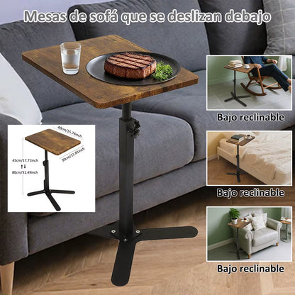 C Shaped Living Room Side Table Sofa Side Cabinet Mobile Coffee Table Simple Small Square Table Bedroom Bedside Table with Wheel