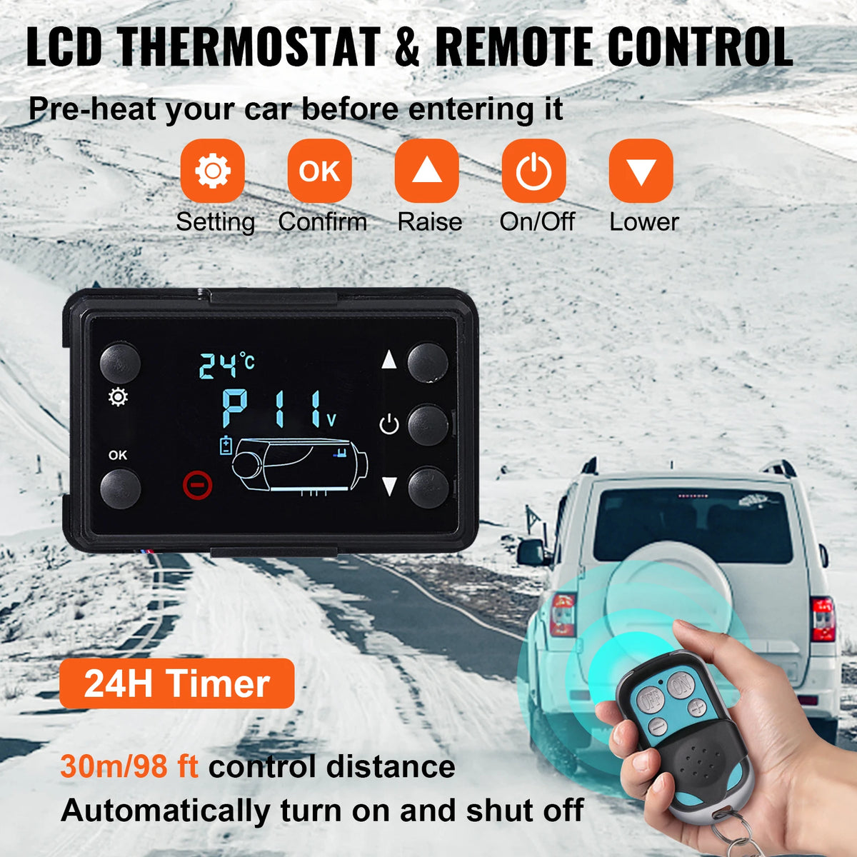 Succebuy 8KW Diesel Air Heater with Muffler, 12V Remote Control Parking Heater for Cars, Trucks, and Boats with LCD Switch