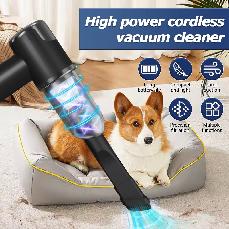 Car and Home Dual-Purpose Cordless Vacuum Cleaner, 3-In-1 Rechargeable Powerful Handheld Vacuum Cleaner, 2000*2 Battery