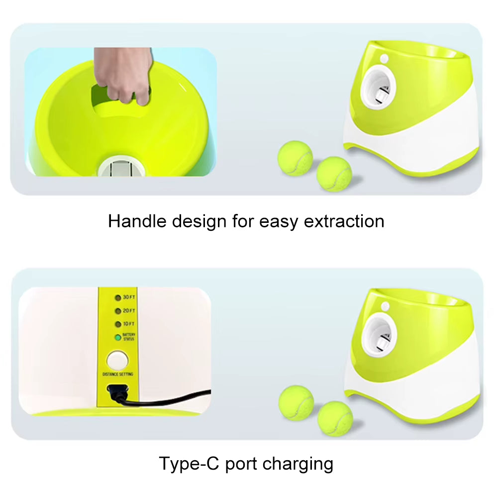 Pet Prime Automatic Dog Ball Thrower Launcher Interative Dog Fetch Machine with 3 Tennis Balls for Indoor/Outdoor Throwing Game