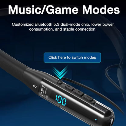 80 Hours Endurance Bluetooth Headphone with Microphone Wireless Headphones Bass Stereo Neckband Earphones Bluetooth 5.3