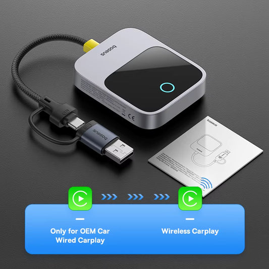 Wireless Carplay Wired to Wireless Carplay Adapter Auto Connect Car Intelligent Systems Plug&Play Bluetooth Smart Carplay