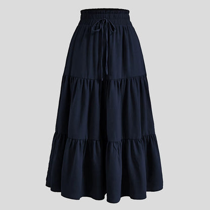 Women'S Boho Floral Print Skirt Vintage High Waist Maxi Skirts Summer Casual Loose Beach Skirt Elegant Ladies Flowy Ruffle Skirt