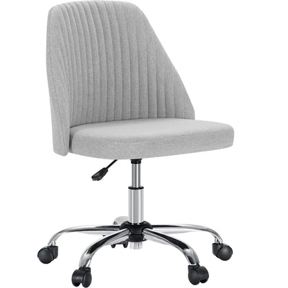 Armless Small Desk Office Chair Cute Vanity Swivel Chair with Back Modern Fabric with Wheels Swivel Task Home Gaming Chair