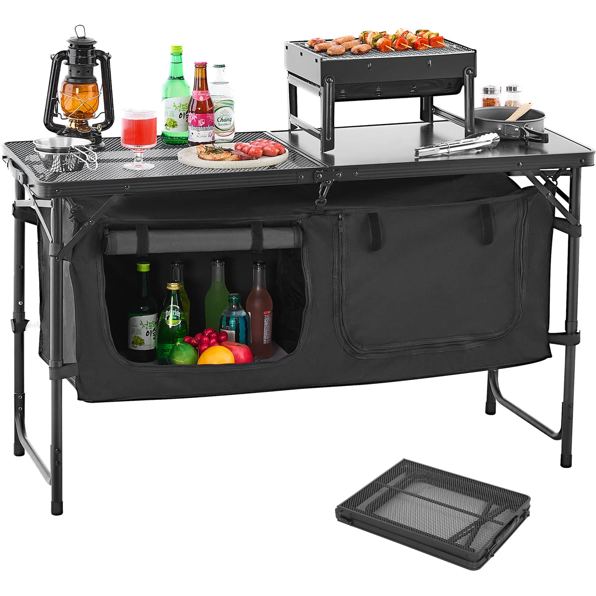 Succebuy Lightweight Aluminum Camping Kitchen Table - Portable Outdoor Cooking Station for BBQs, Picnics, and RV Travel