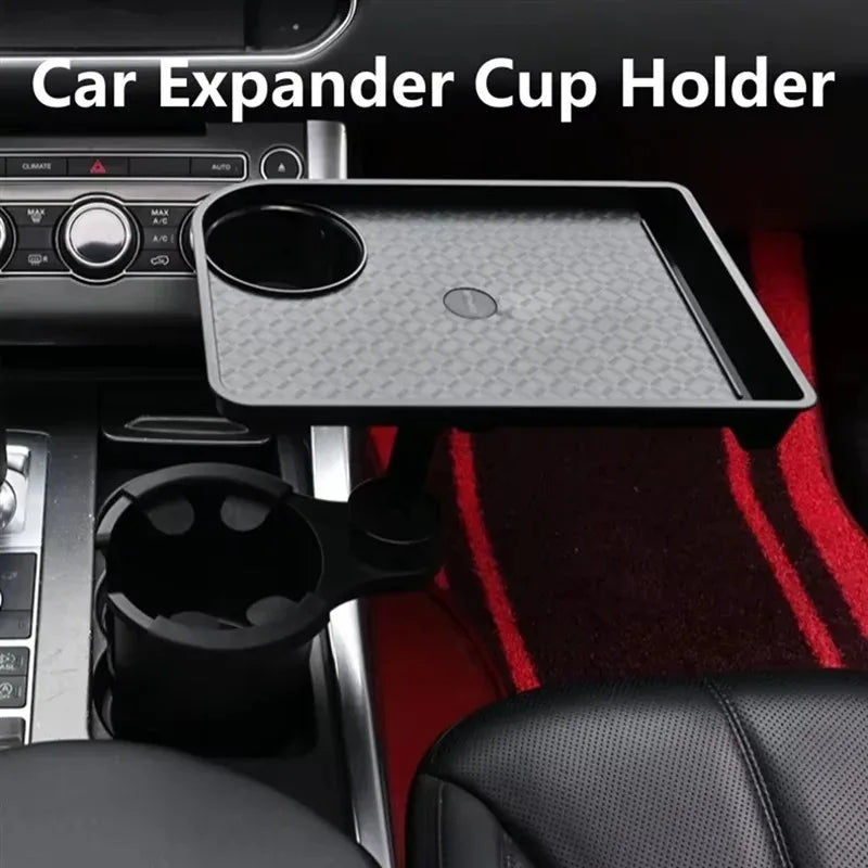 Premium Universal Car Cup Holder Tray - 360° Rotating Adjustable Dual Cup Organizer