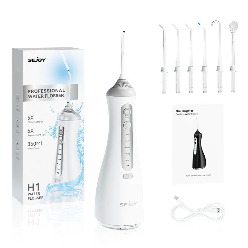Sejoy Portable Cordless Water Flosser with 6 Jets and 6 Modes for Effective Oral Hygiene