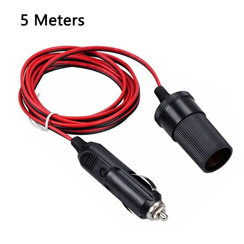 12V Car Cigar Lighter Plug Extension Cable Adapter with Indicator Light - Available in 2M and 5M Lengths