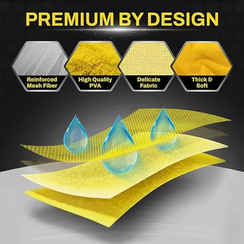 Premium PVA Quick-Dry Car Wash Towel - Ultra Absorbent, Scratch-Free, Reusable Deerskin Cloth for Auto Maintenance
