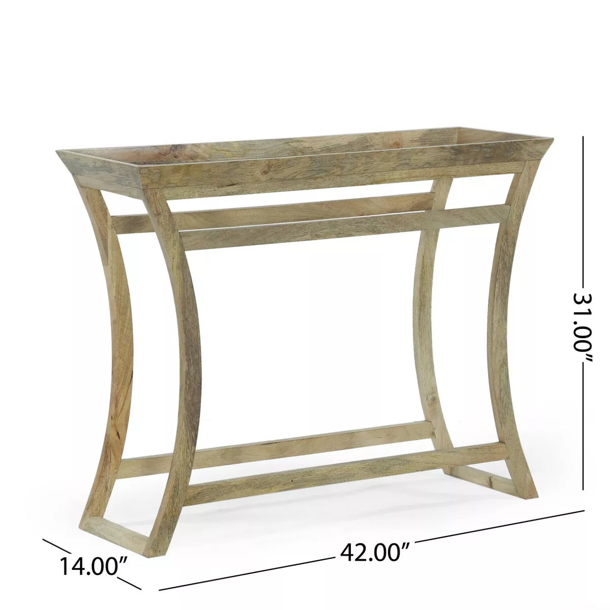Meagher Rustic Handcrafted Mango Wood Console Table Natural 